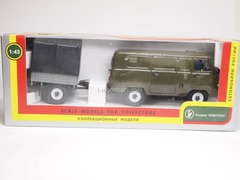 UAZ-3741 (green) with trailer awning Agat Mossar Tantal 1:43