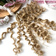 Волосы для кукол, трессы кудри-локоны-спиральки, цвет русый, длина 15 см*1 метр., набор 2 шт