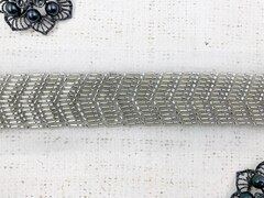 Тесьма декоративная вышивка стеклярус, ш. 3 см, белый