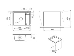 Кухонная кварцевая мойка Granula 6002, АЛЮМИНИУМ