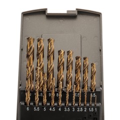 Набор сверл по металлу 1-10мм 19шт DIN338 HSSE-Co5 135° (пл. кейс) H-Tools 215214ROHT