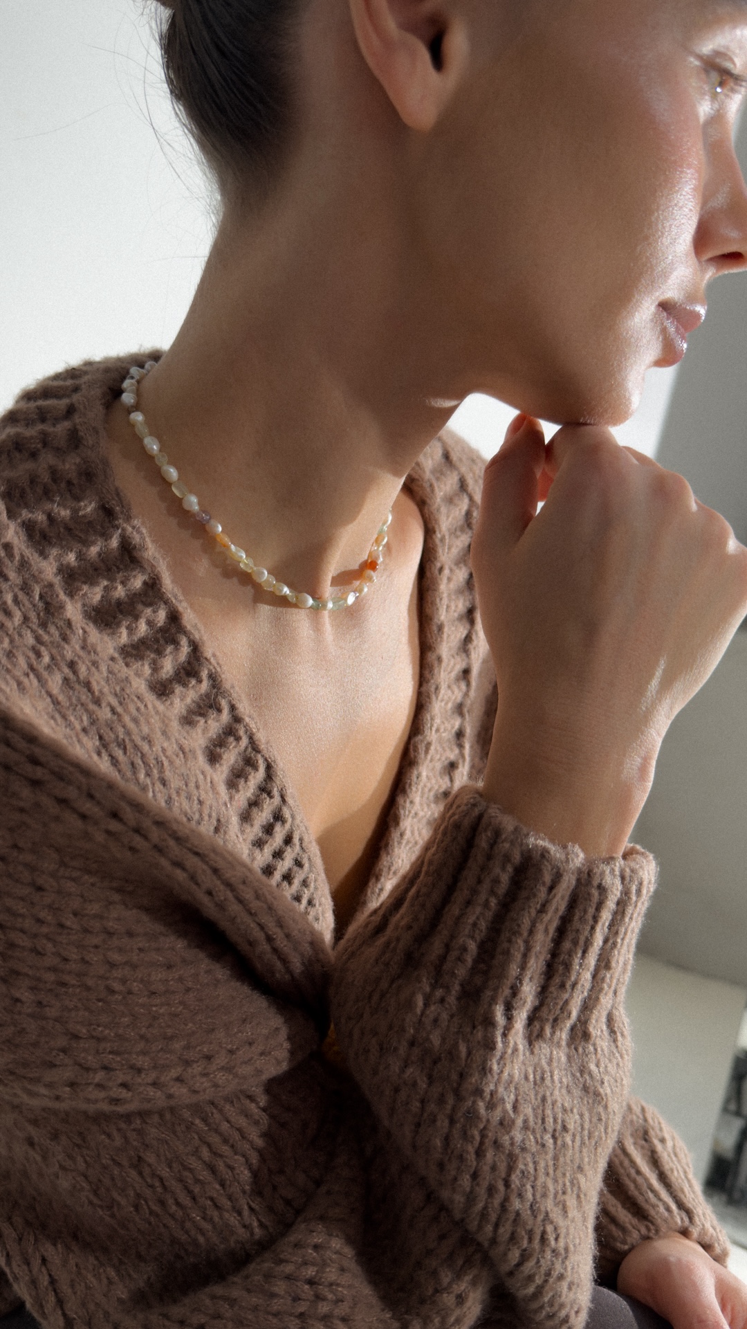 Нитка жемчуга и разноцветных бусин PREMIUM QUALITY