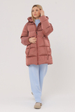 Зимний пуховик для беременных (гусиный пух) 14019 красно-коричневый