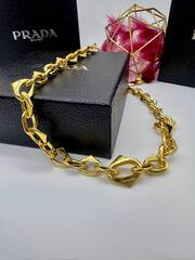 83041- Колье-цепь объемное  PRADA лимонная позолота