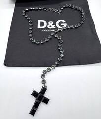 Колье галстук DOLCE&Gabbana с кристаллами и подвеской крест