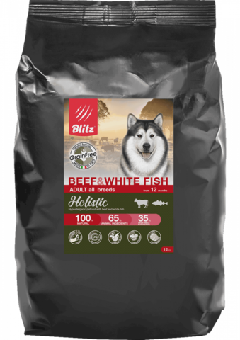 Blitz Holistic Beef & White Fish собаки всех пород, сухой, говядина белая рыба (12 кг)