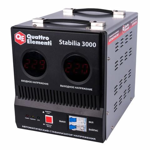 Стабилизатор напряжения QUATTRO ELEMENTI Stabilia  3000 (3000 ВА, 140-270 В, 8.0 кг, байпа (772-074) (Арт. 772-074)