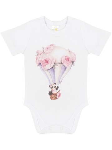 Боди с коротким рукавом "Панда на воздушном шаре"