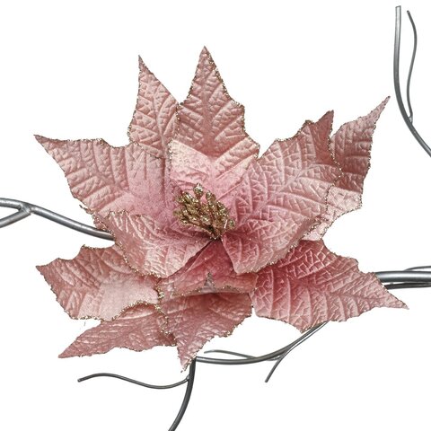 Пуансеттия на клипсе 2шт 29см Goodwill розовая