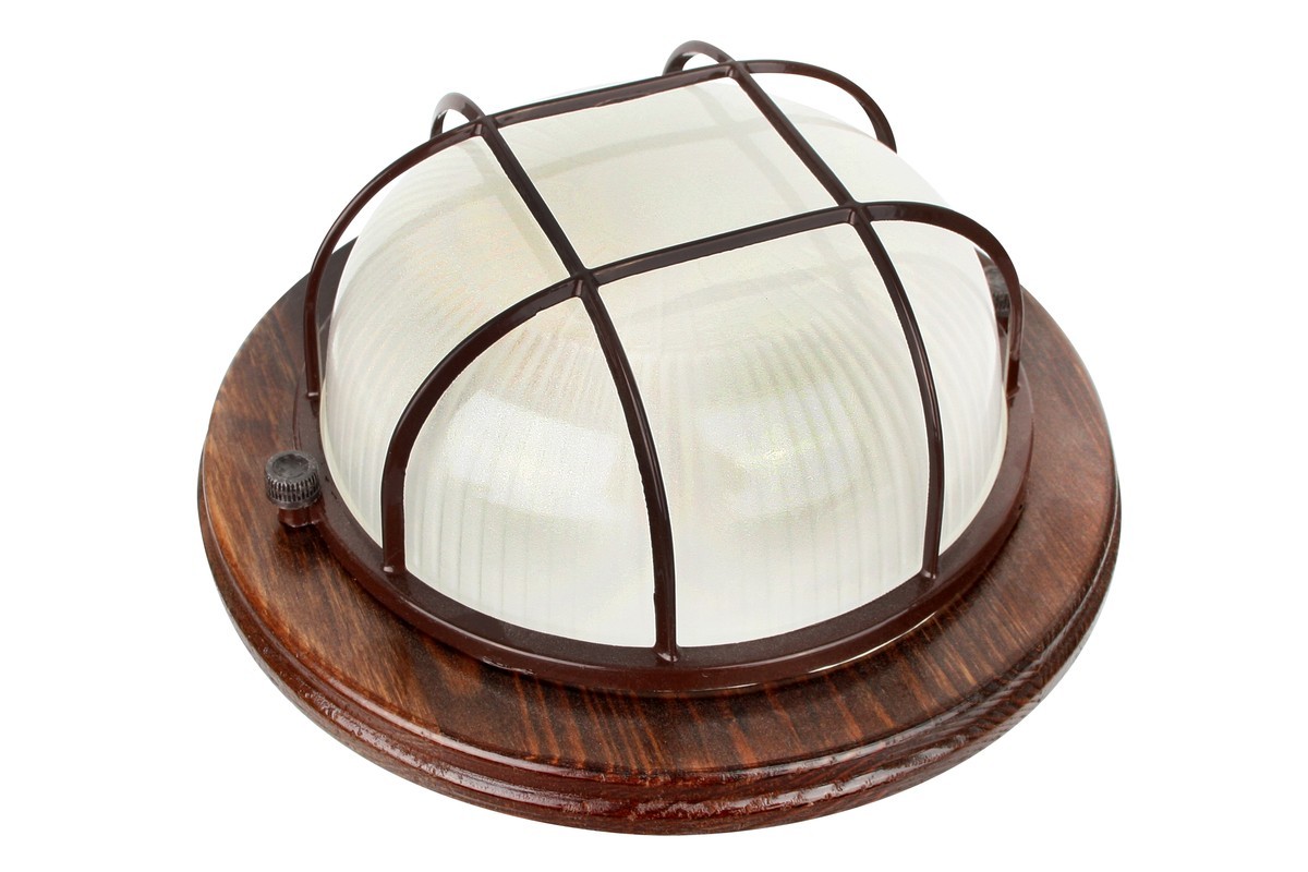 Влагозащищенный светильник Camelion 1301D орех (круглый с решет. 60W)