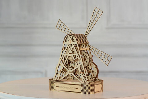 Ветряная Мельница от Wooden City - Деревянный конструктор, 3D пазл, сборная механическая модель. подарок, экспонат,