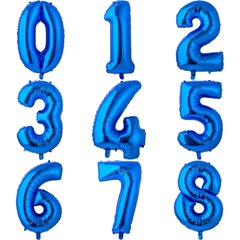 Фольгированные цифры 55 см с гелием (синий - металлик)