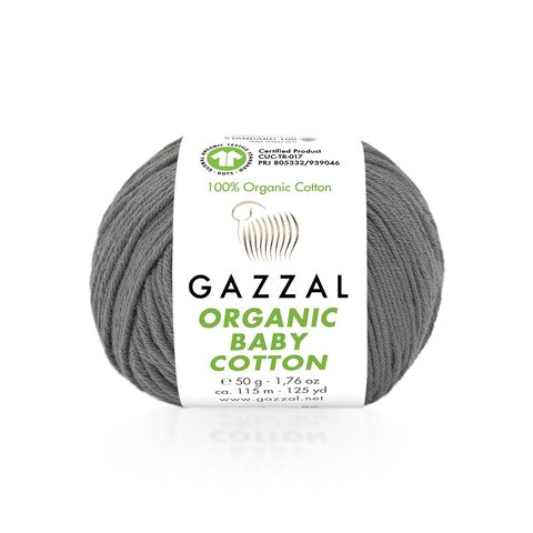 Пряжа Gazzal Organic Baby Cotton 435 темно-серый