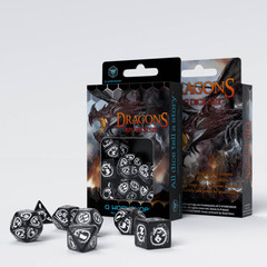 Dragons Black & white Dice Set (7) (Hematite)