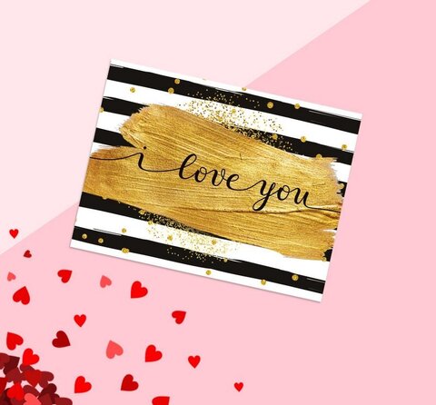 Открытка‒комплимент Love you, в полоску, 8 × 6 см