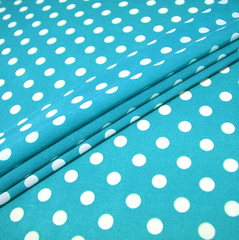 Ткань плательная Кашибо белый горох на голубом, d 1,2 см