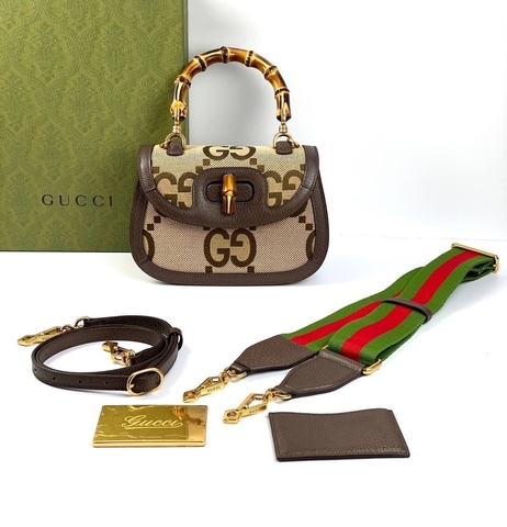Маленькая сумка Gucci Bamboo 1947 из текстиля Jumbo Gg