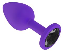 Фиолетовая силиконовая пробка с чёрным кристаллом - 7,3 см. - 