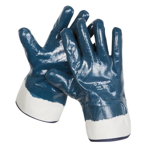 ЗУБР HARD р.XL(10), с нитриловым покрытием, масло-бензостойкие, износостойкие, прочные перчатки, Профессионал (11270-XL)