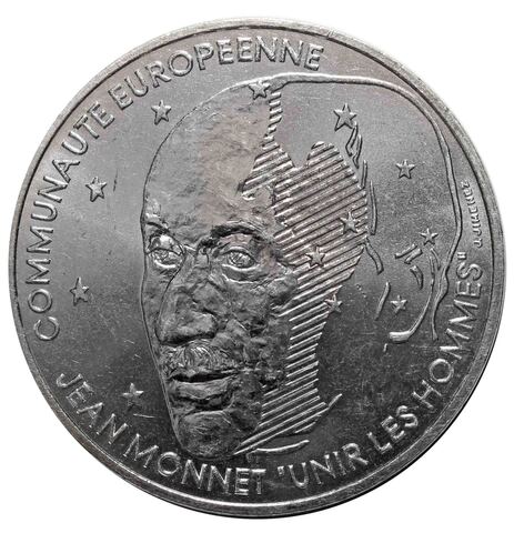 100 франков. Жан Монне. Франция. 1992 год. Серебро. UNC