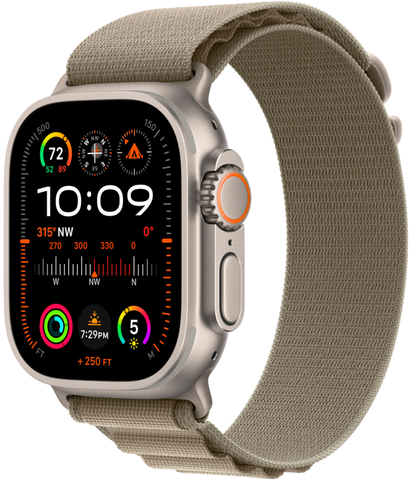 Умные часы Apple Watch Ultra 2 49 мм корпус из титана, ремешок Alpine оливкового цвета (Small, 130–160 мм)