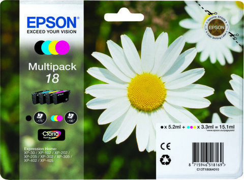 Epson Daisy Multipack 4-colours 18 Claria Home Ink C13T18064010