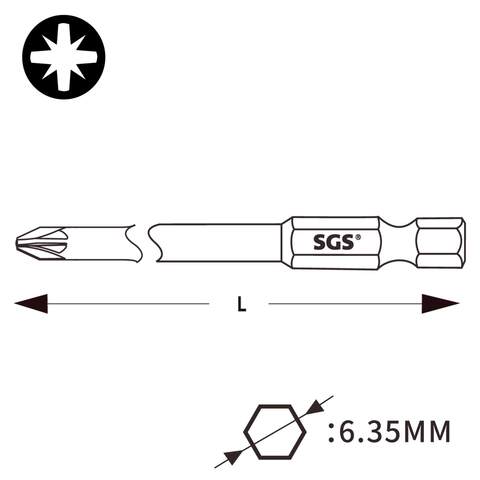 Бита PZ2 х50мм Impact(ударная) S2 1шт SGS 6350-PZ2-IB