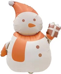 К Фигура, Снеговик с подарком, Сатин, 33''/84 см, 1 шт.