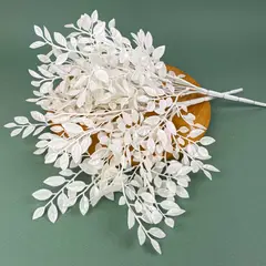 Листья рябины, искусственная зелень, цвет Белый, букет 35 см, набор 2 букета.
