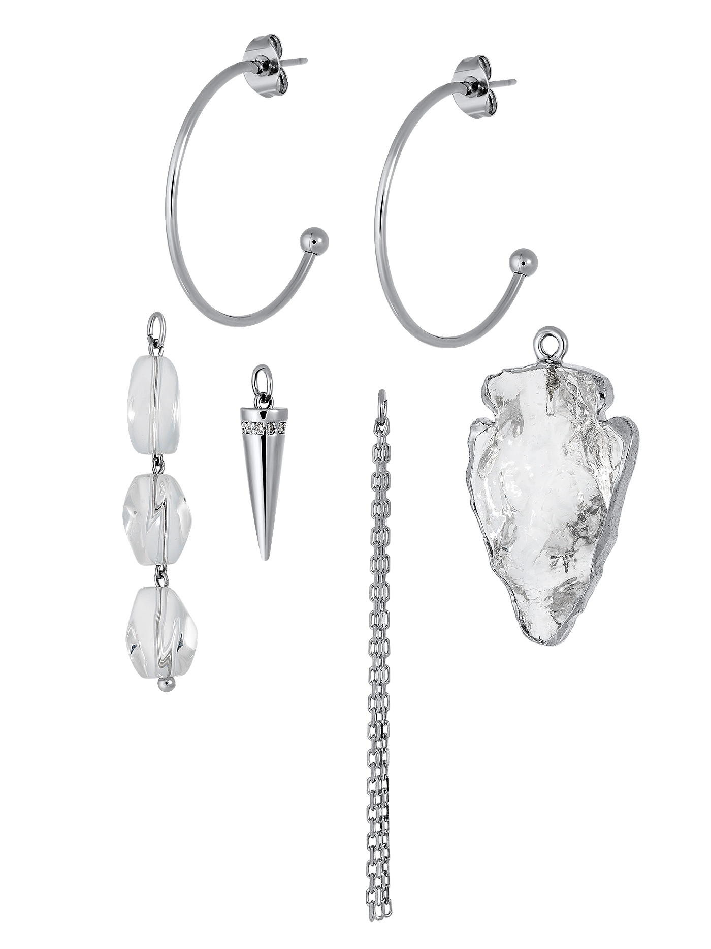 Серьги трансформеры с горным хрусталем