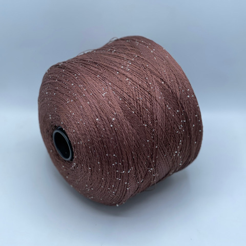 Бобинная пряжа, Linette Pailletes, 450м, 80% Лен, 20% Полиэстер(пайетка),Какао+пайетка.37922