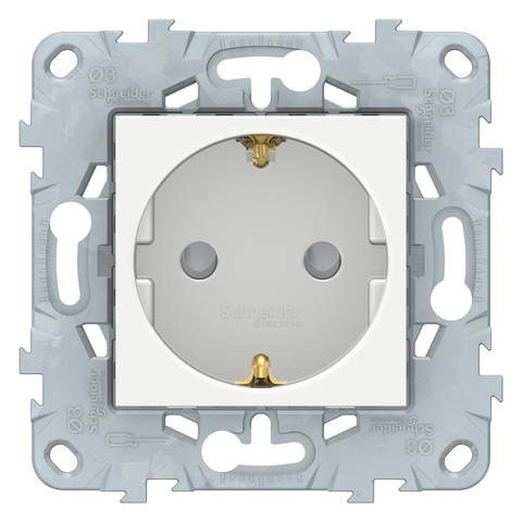 Розетка с заземлением со шторками, винтовой зажим. Цвет Белый. Schneider Electric Unica New. NU503718