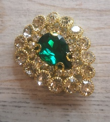 Стразы на цапах пришивные. Кабошон капля. Изумруд