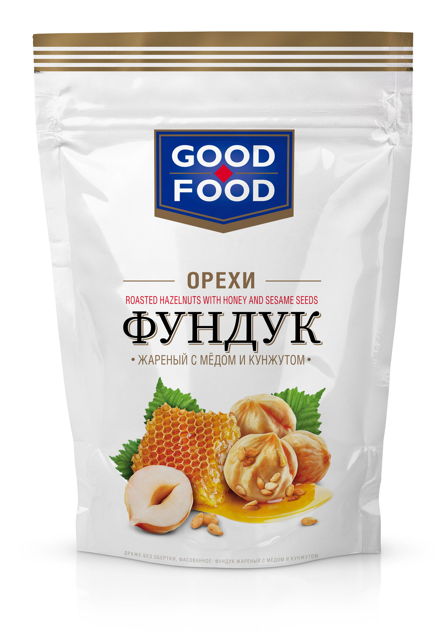 GOOD FOOD Фундук жареный с мёдом и кунжутом 130 г - купить в  интернет-магазине shopgf.ru