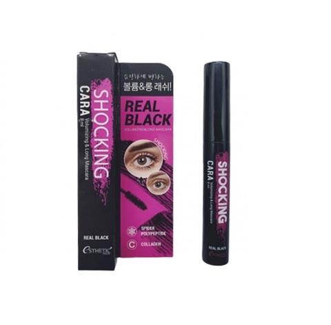 Esthetic House Shocking Cara Volumizing & Long Mascara Real Black тушь для ресниц придающая объем и удлинение