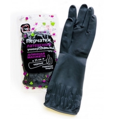 Перчатки хозяйственные латексные с удлиненной манжетой (M) цвет Черный