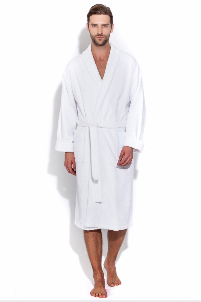 Халаты мужские Махровый банный мужской халат белый 363  EVAТекс (Россия) 363бел.jpg