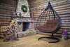 Подвесное кресло-кокон FISHT черное, коричневая подушка (Laura Outdoor)