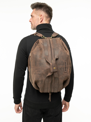 Дорожно-спортивная сумка коричневого цвета (кожа Крейзи)