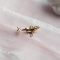 Подвеска Кит с фианитами 25*19 мм, позолота, П923