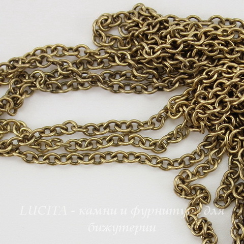 Винтажная цепь (звено 3х2 мм) (оксид латуни), 10 cм ()