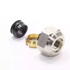 Резьбозажимное 15 x 1.0-3/4", WAAG, обжим-резьба, вн., латунь (никель) евроконус