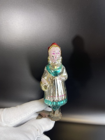 Ёлочная игрушка "Красная Шапочка" на прищепке советская, 11.5 см, СССР 1960-1980 гг