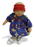 Платье с джинсовой кокеткой - На кукле. Одежда для кукол, пупсов и мягких игрушек.