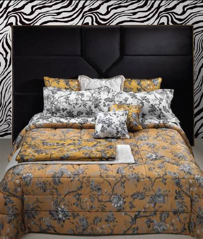 Постельное белье 2 спальное евро Roberto Cavalli China Birds silver/gold 003