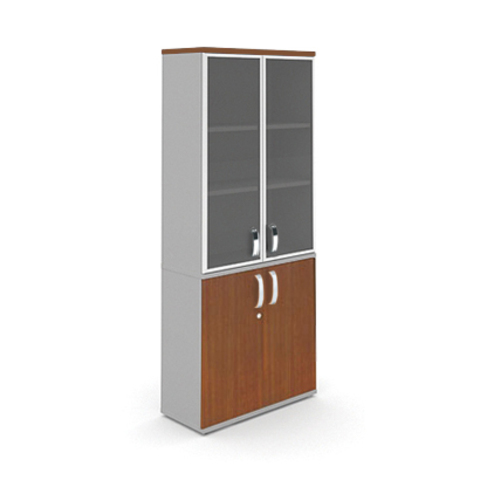 Шкаф высокий с глухими и стеклянными дверцами MM5-028 МИЛАН