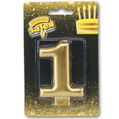 Свеча -цифра "1" Золотая 8см