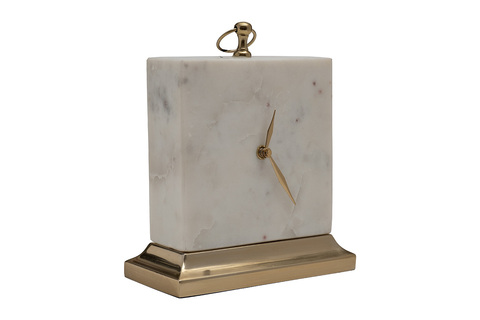 Часы настольные h25см Garda Decor белый мрамор стиль ар-деко