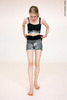 The Skirt + Shorts Stretch, stained in print | black-mud