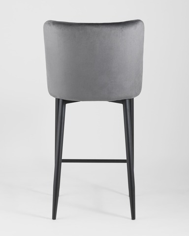 Стул полубарный Ститч велюр серый, для кухни столовой гостиной дизайнерские дома 98см. 56см. 49см. металл
